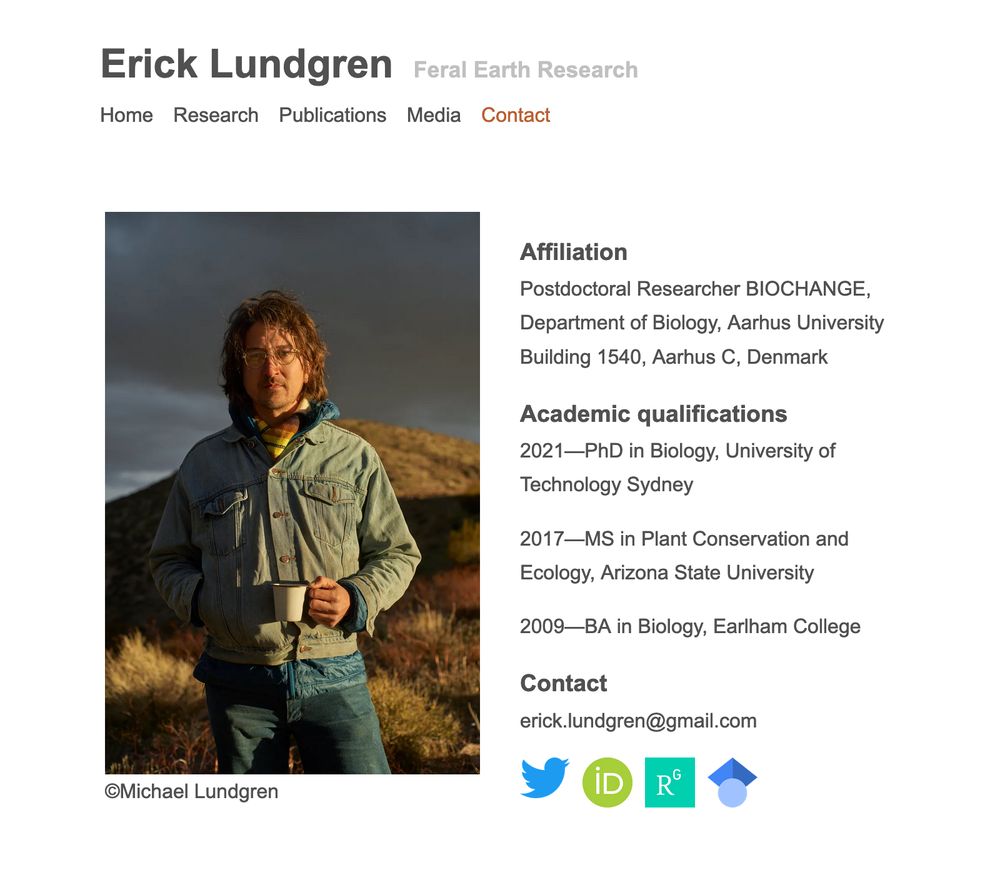 Screenshot of Erick Lundgren portfolio site